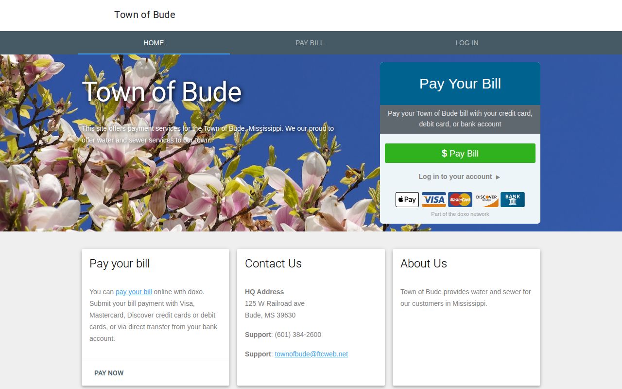 Bude municipal contact page for Bude arrest-record routing
