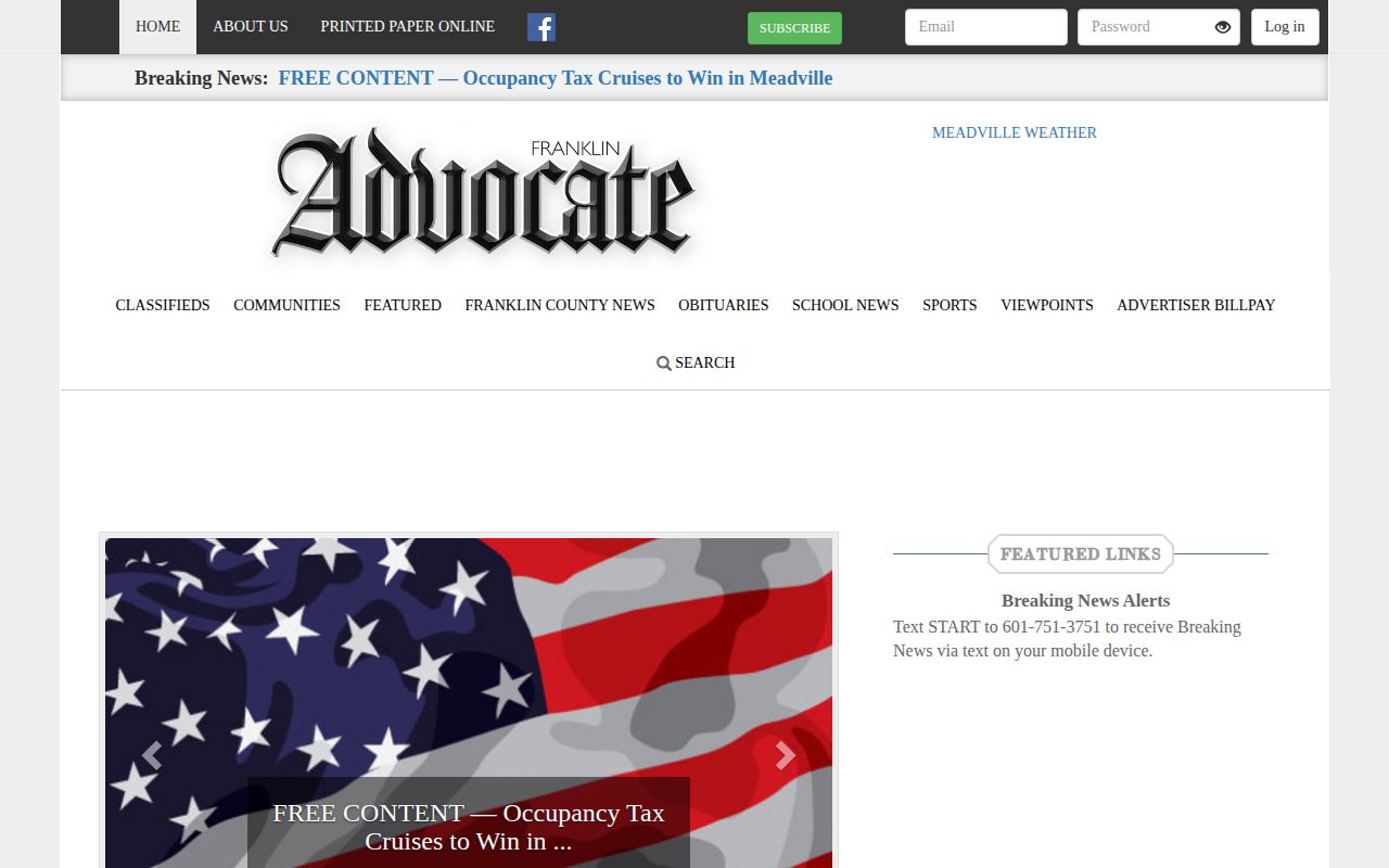 Franklin County crime news source, Franklin Advocate local-news homepage